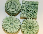 Sage Green, Flowers, Handmade Clay Magnets, Bright, Home Decor, Kitchen Decoration, Small Gift, Artskrap, Unique Gift, One of a kind