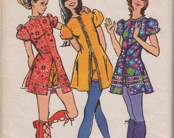 Simplicity 9544 Jiffy 1970s Junior Misses Teen Mini Dress and Short Shorts Pattern Size 11 12 OR Size 12 Womens Vintage Sewing Pattern
