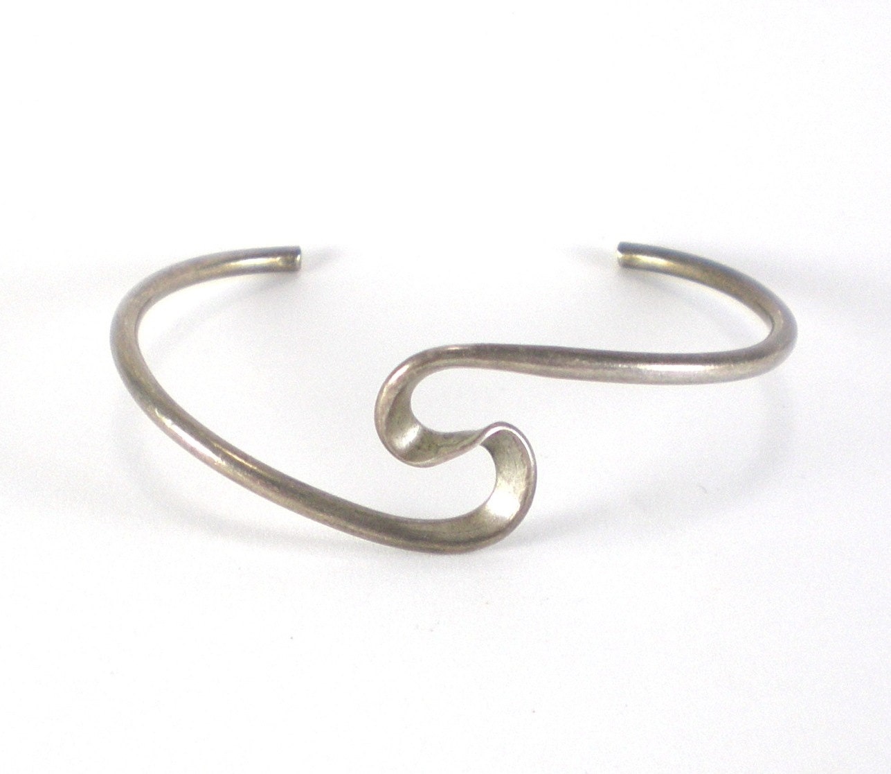 Sterling Silver Wave Bracelet Cuff Minimal Taxco by paleorama