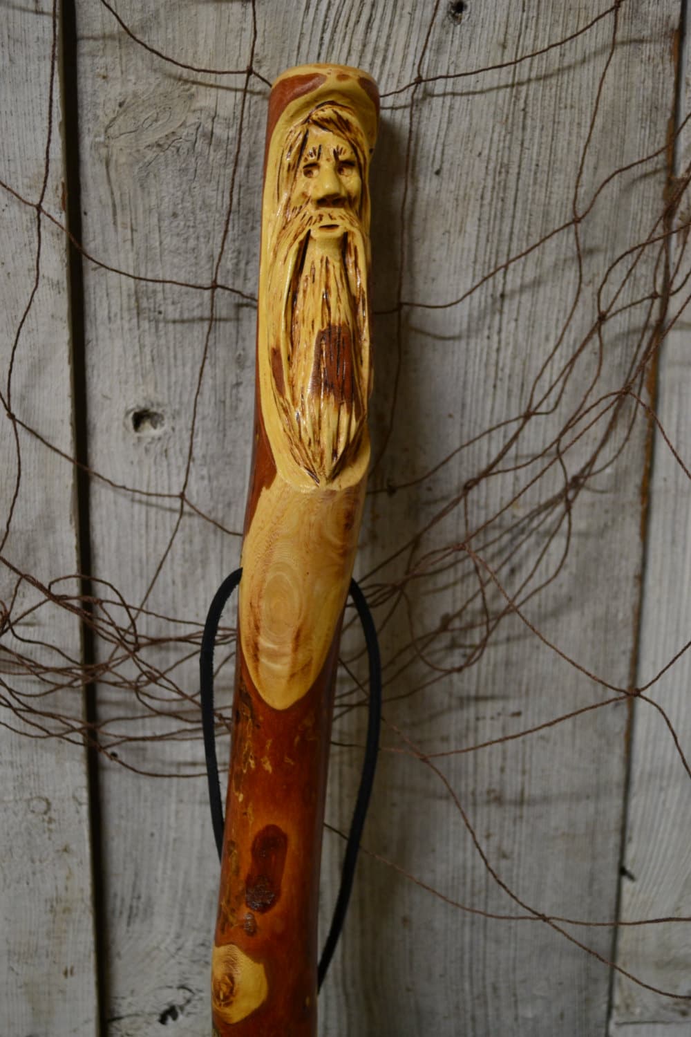 Staff Wood Spirit Walking Stick Carving Staff Hand Carved 2466