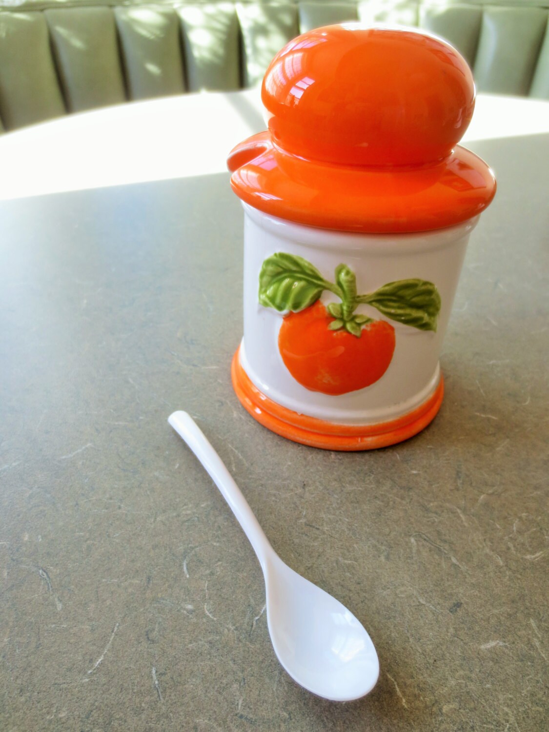 Vintage Jam Jar, Ceramic Jar, Marmalade Jar, Orange Jar, Lidded Ceramic