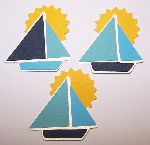 Die Cut Sailboat Boat Navy Blue Sailing Nautical by Paperquick