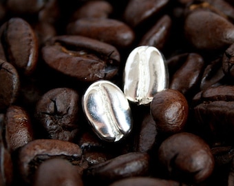 Silver Coffee Bean Earrings, Sterling Silver Stud Earrings, Sterling Silver Coffee Bean Studs, Silver Stud Earrings, Coffee Jewelry Gift