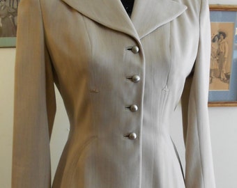 1940's, 34" bust, gray/tan gabardine jacket