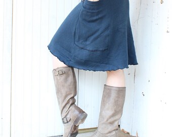 Short Hemp Passport Pocket Skirt - Organic Hemp/Cotton Jersey - Choose Your Color