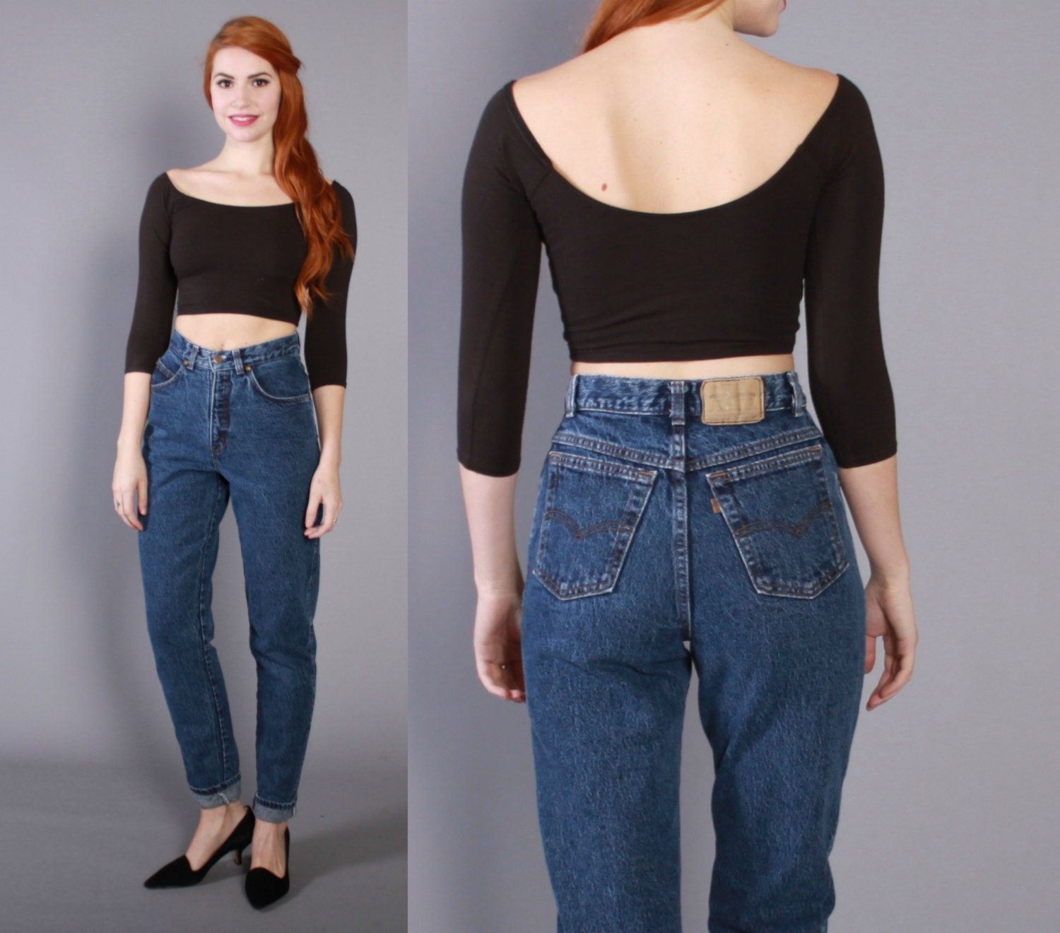 80s DARK WASH JEANS / 1980s High Waist Denim Levi's Jeans