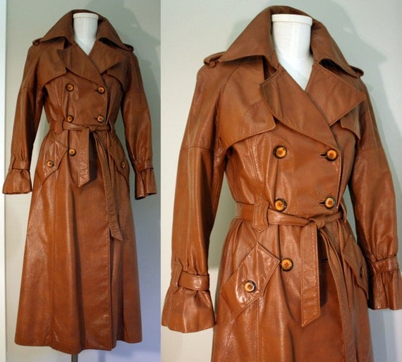 Leather Trench Coat: Genuine Vintage Fitted Spy by iseefrance