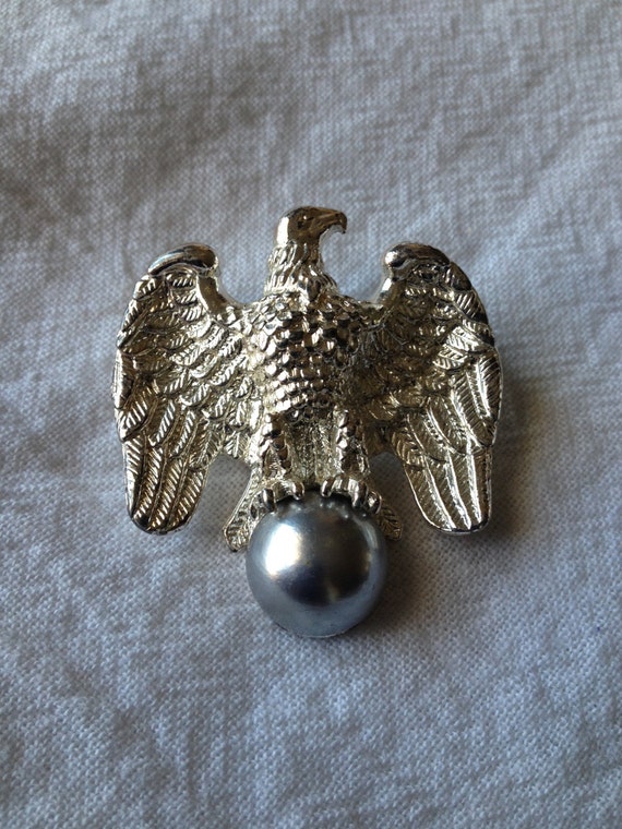 Eagle Brooch Faux Pearl