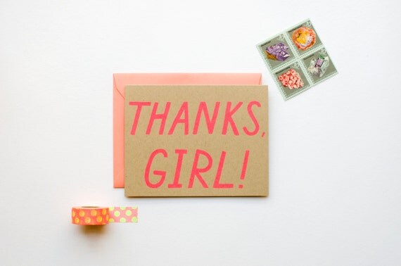 Thanks Girl Thank You Card funny humor girly bff