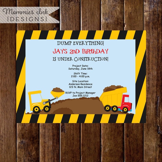 Construction Birthday Invitation, Construction Birthday Party, Construction Party Invite, Construction Printable, Dump Truck Invitation, DIY Il_570xn