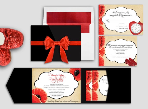 Wizard of Oz Poppy Wedding Invitation Set - Deposit