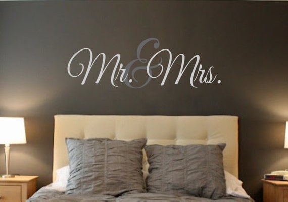 Mr Mrs Large Vinyl Wall Decal Es Words Monogram