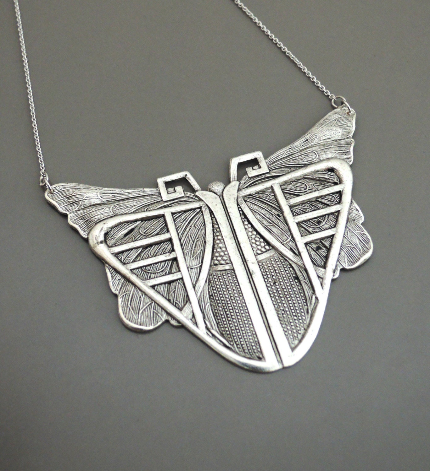 Silver Necklace Vintage Necklace Art Deco Necklace