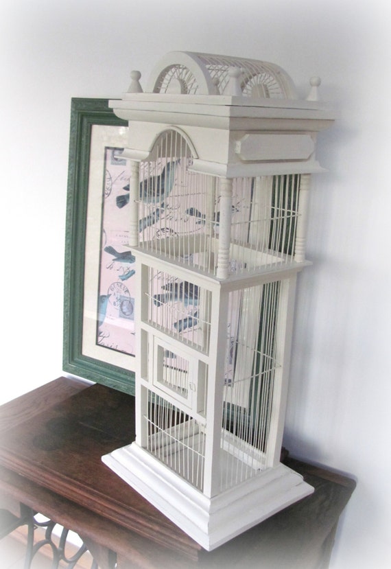 Large Birdcage Decorative Tall Birdcage Cream by theshabbychateau