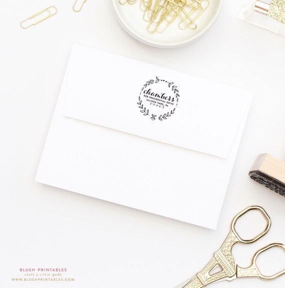 2"x2" Wooden Rubber Custom Stamp - Floral Return Address Stamp - Moving Announcement - Personalized Address Stamp Il_570xn