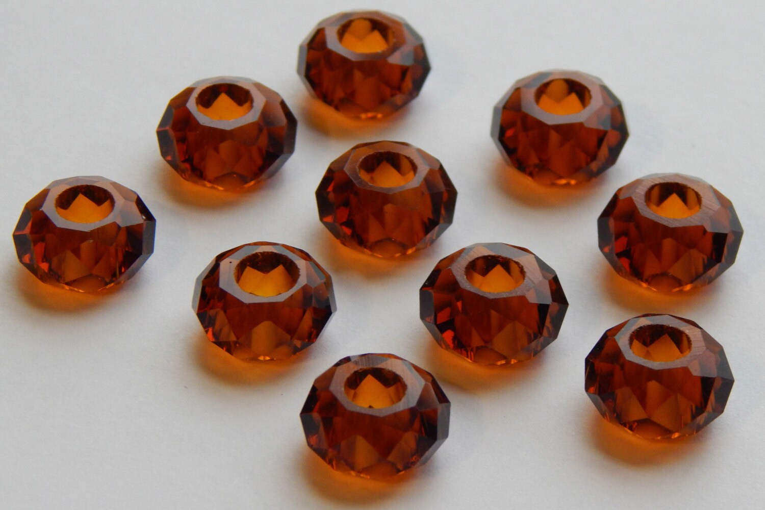 10 Pieces of Large Hole Glass Beads European Style Faceted