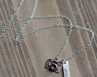 Camera Necklace - Hand Stamped Capture Life Photography Necklace - Sterling Silver - Photographer Gift - Capture Life Necklace
