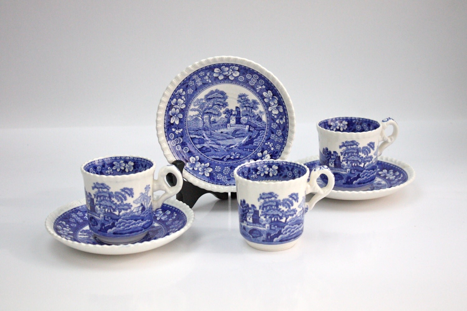 Copeland Spode Tea Cup Set / Blue and White by PeriodElegance