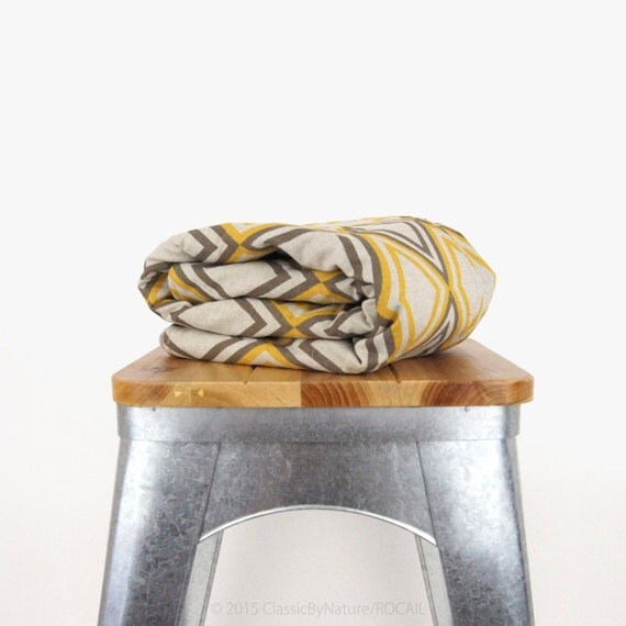 Gray and yellow baby blanket Mustard geometric diamond print