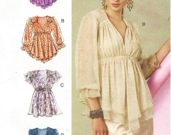 Womens Pullover Boho Top with Sleeve Variations OOP McCalls Sewing Pattern M6469 Size 4 6 8 10 12 14 Bust 291/2 to 36
