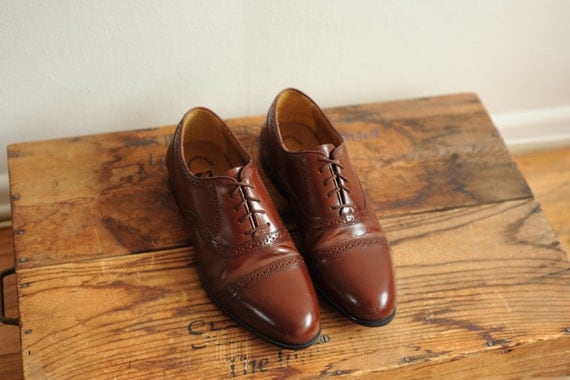 Vintage Stacy  Adams  Brown Leather Oxford Dress  Shoes  Mens 8