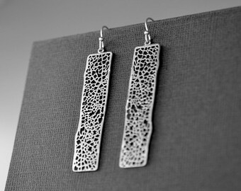 10% OFF, Rectangle netting silver earrings, wedding earrings,Mother's Day Gift,anniversary gift,modern earrings,clip earrings,Christmas gift