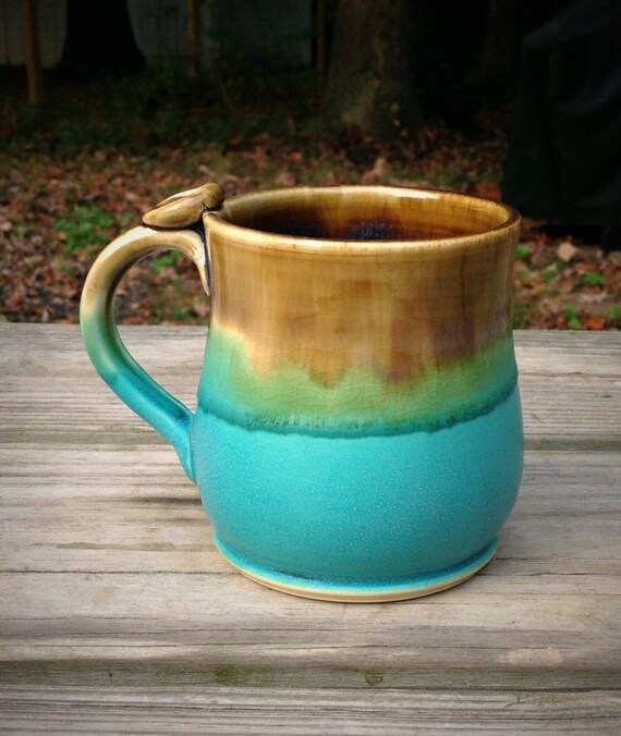 Turquoise Ceramic Coffee Mug, Tea Cup