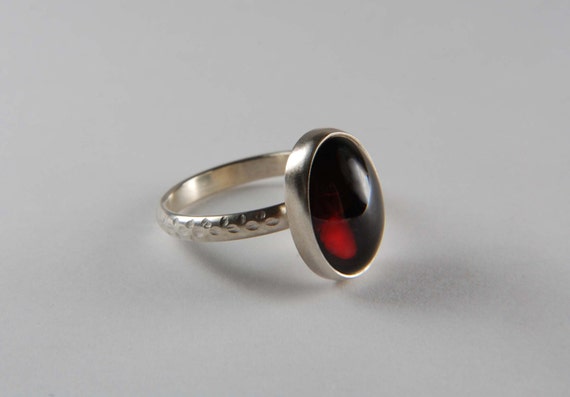 Garnet Ring Artisan Ring Natural Stone Ring 925 Silver Ring