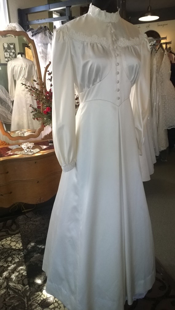 Vintage 1972 Vogue pattern Satin Wedding Dress Modest gown