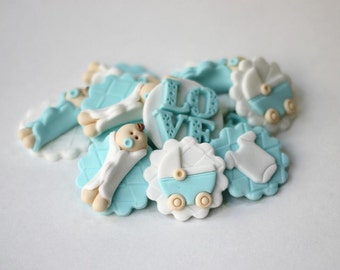 Fondant baby cupcake toppers. Baby fondant toppers. Baby shower cupcake toppers. Baby shower fondant toppers.