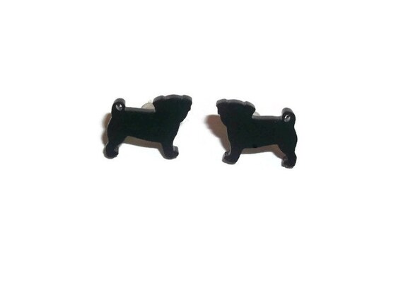 black pug earrings black pug earrings small dainty kawaii stud black pug earrings black pug earrings small dainty kawaii stud