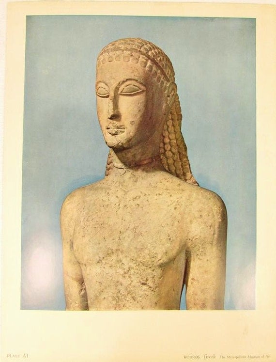 Kouros Greek Statue Color Art Study Print Metropolitan Museum