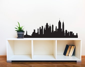 New York City Skyline Silhouette - Wall Decal Custom Vinyl Art Stickers