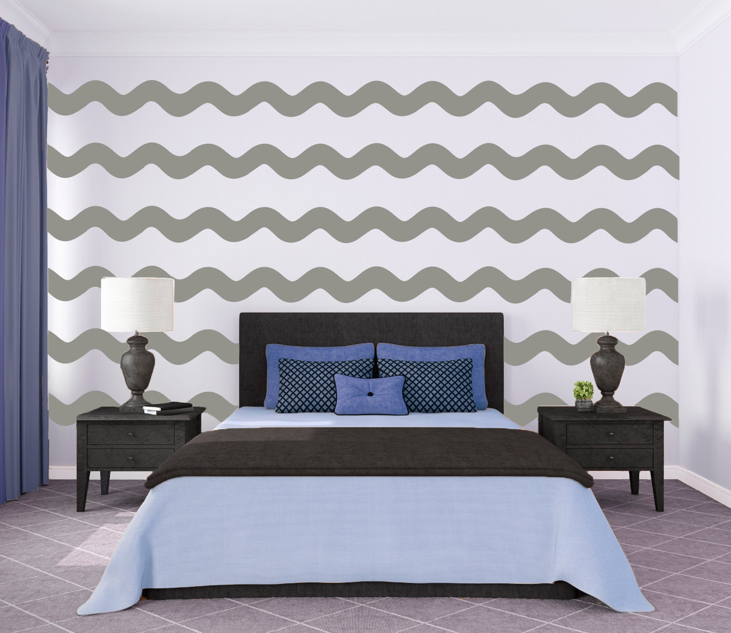 Wavy Chevron Wall Pattern Wall Decal Custom Vinyl Art