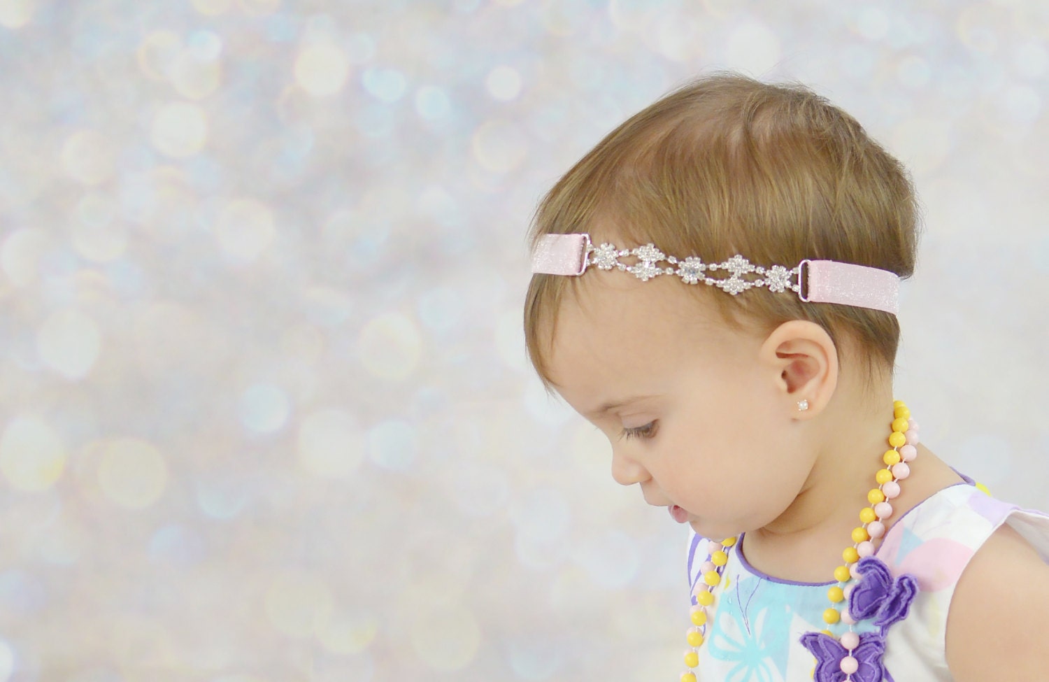 Pink Glitter Rhinestone Headband