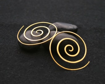 Gold Spiral Earrings - 22k gold plated - serenity spiral