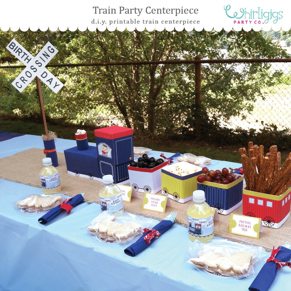 DIY Train Party Centerpiece Printables Instant Download 3