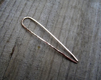 Bronze Minimalist Hair Fork - Your Choice of Length - Hammered Bronze Hair Pin - Long Hair Accessory - Metal Hair Fork
