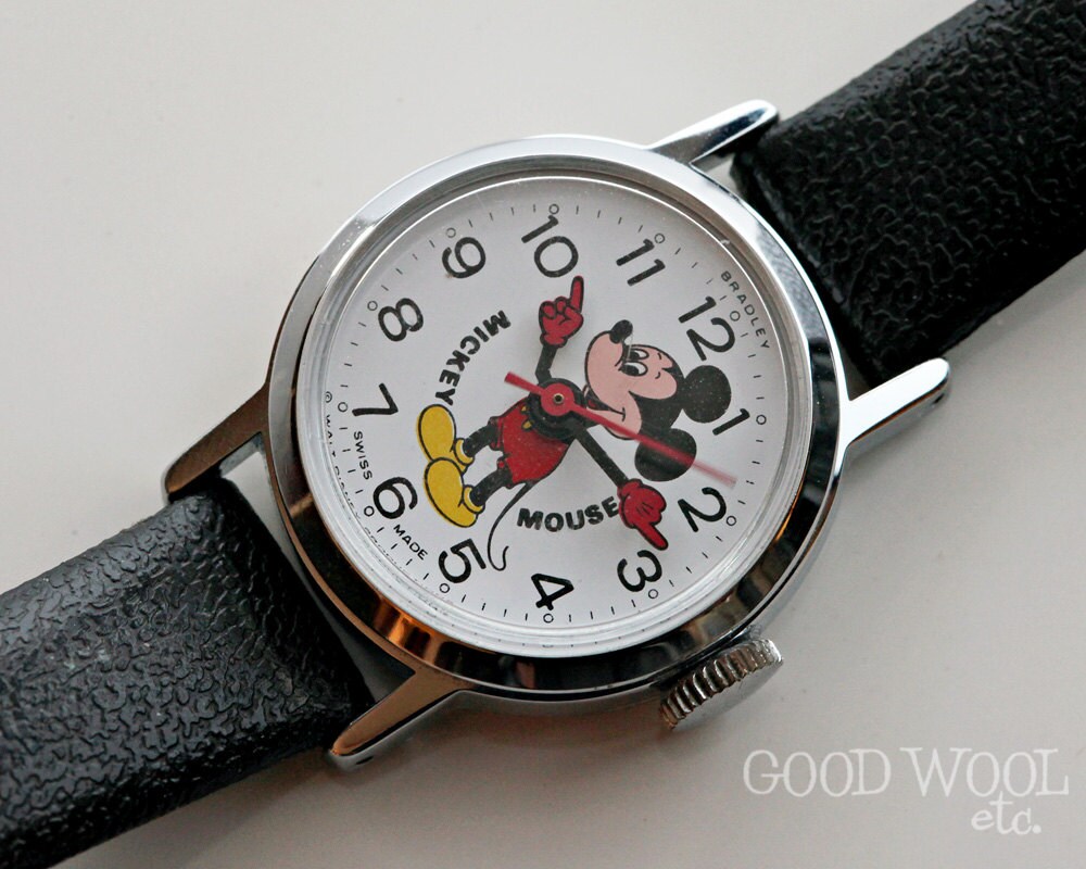 Vintage Mickey Mouse Watch Swiss Made Bradley 1970s