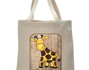 Personalized Natural Canvas Tote Ba g Giraffe Cow Elephant Giraffe ...