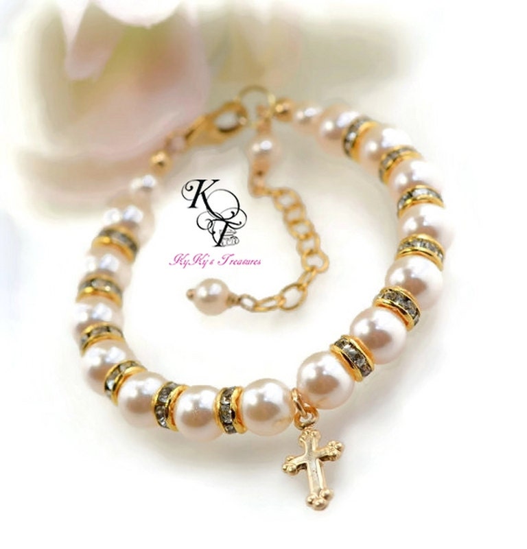 Gold Baptism Bracelet Keepsake Gift Gold Baby Bracelet Gold