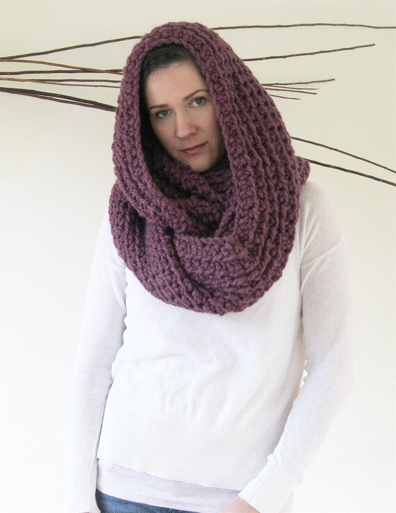 Knit Scarf   snood   hooded Winter  Cowl Hooded  Infinity Hooded Snood     Scarf scarf