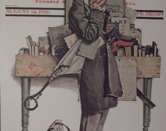 THE BOOKWORM Norman Rockwell Reproduction Print Christmas Present Gift 1923 The Saturday Evening Post Bookplate Ready To Frame
