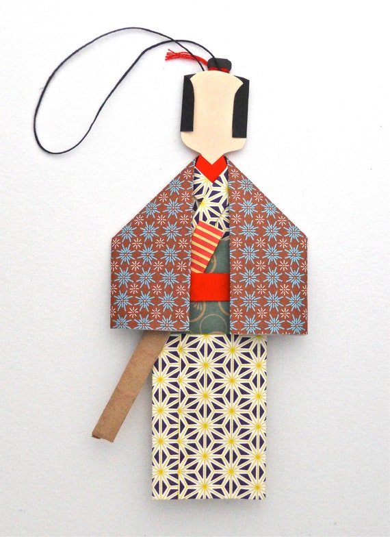 Origami Samurai Paper Doll Ornament