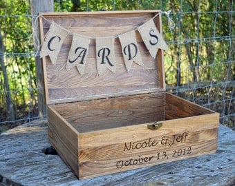 Shabby Chic Wedding- Rustic Wooden Card Box - Rustic Wedding Card Box - Rustic Wedding Decor - Large Wedding Card Holder - Engraved Card Box