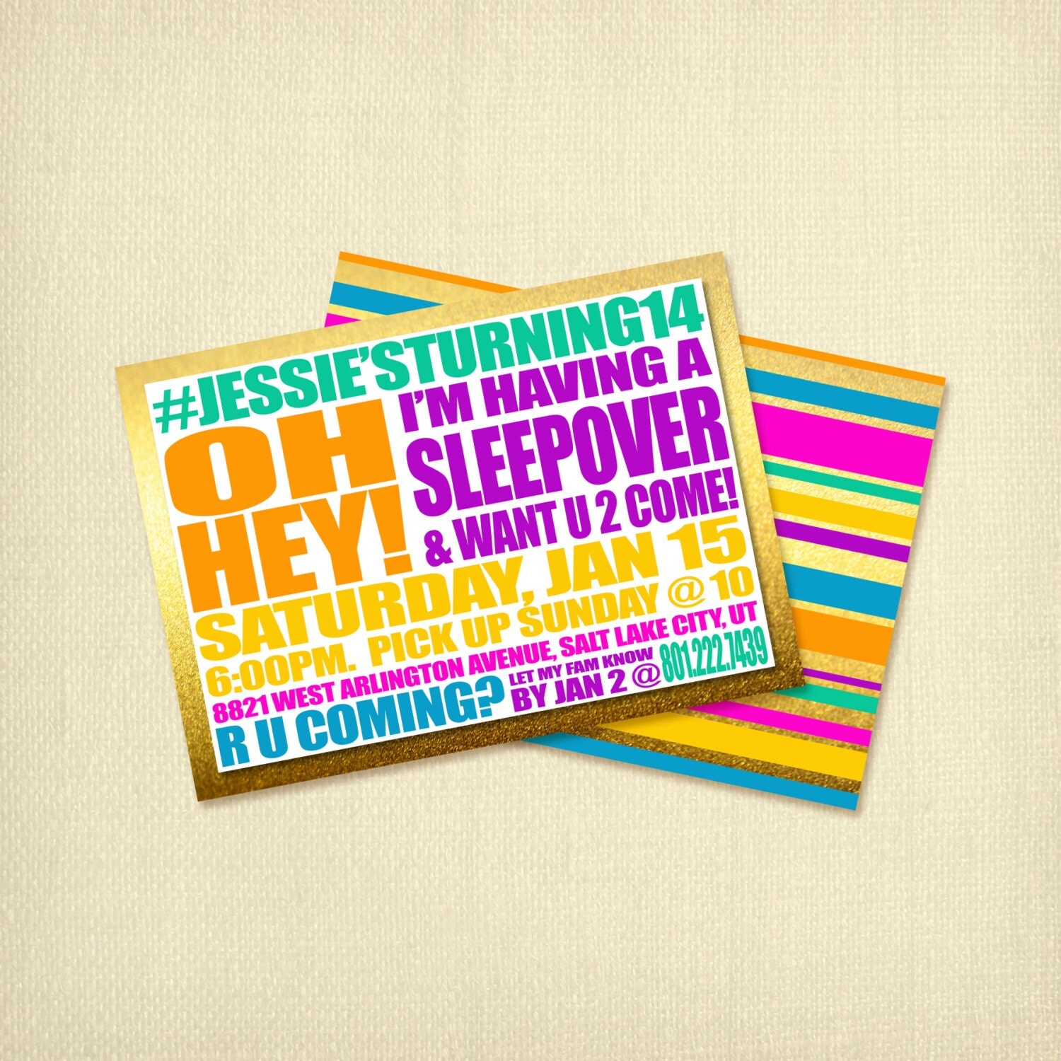 Printable Teen Sleepover Invitation Tween by ARTiculatePRINTS