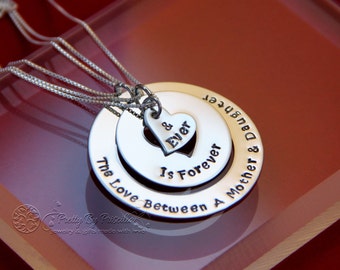 Grandma Mother Daughter Necklace Set-Three Generations-The Love Between Mother & Daughter is Forever and Ever