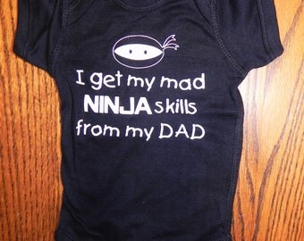 Black screen printed Ninja infant bodysuit