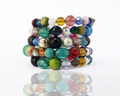 Beads bracelet multi-strand , colorful bracelet , beaded cuff bracelet