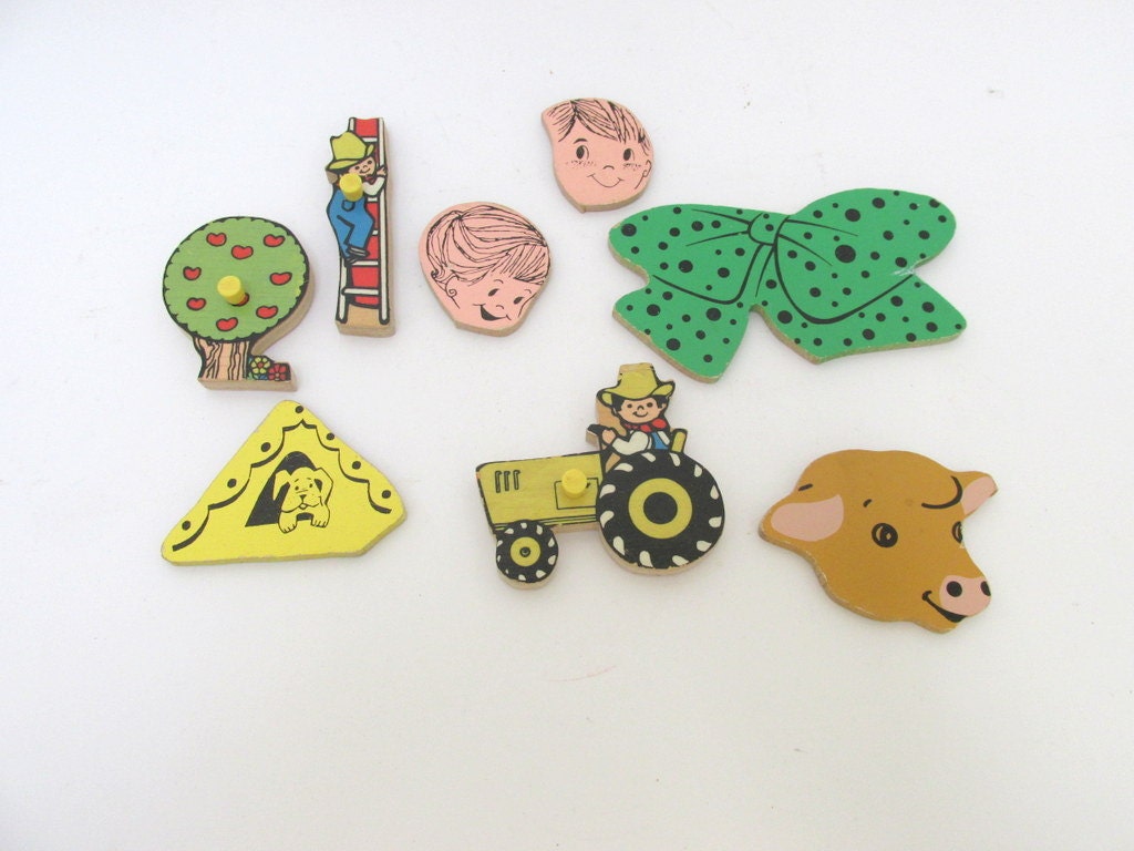 Lot of wooden puzzle pieces for crafts by CreekLifeTreasures